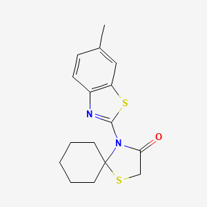 molecular formula C16H18N2OS2 B14316345 4-(6-Methyl-1,3-benzothiazol-2-yl)-1-thia-4-azaspiro[4.5]decan-3-one CAS No. 113767-17-2