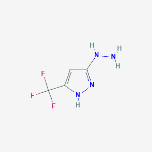 molecular formula C4H5F3N4 B1431641 3-Hydrazinyl-5-(trifluoromethyl)pyrazole CAS No. 1418117-75-5