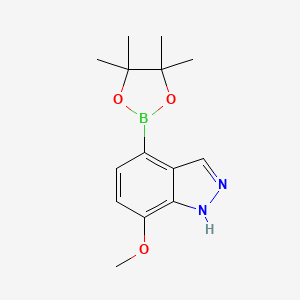 molecular formula C14H19BN2O3 B1431676 7-Methoxy-4-(4,4,5,5-tetramethyl-1,3,2-dioxaborolan-2-YL)-1H-indazole CAS No. 1186422-15-0