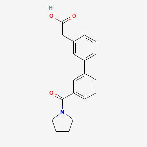 B1431681 3-Carboxymethyl-3'-(pyrrolidinocarbony)biphenyl CAS No. 1375069-22-9