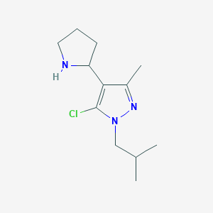 molecular formula C12H20ClN3 B1431732 5-chloro-3-methyl-1-(2-methylpropyl)-4-(pyrrolidin-2-yl)-1H-pyrazole CAS No. 1394041-83-8
