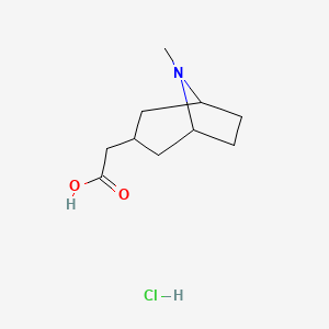 molecular formula C10H18ClNO2 B1431762 2-{8-甲基-8-氮杂双环[3.2.1]辛-3-基}乙酸盐酸盐 CAS No. 91129-78-1