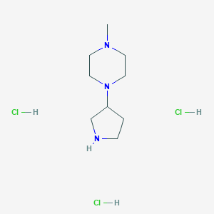 molecular formula C9H22Cl3N3 B1431892 1-Methyl-4-(3-pyrrolidinyl)piperazine trihydrochloride CAS No. 1390654-38-2