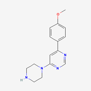 molecular formula C15H18N4O B1431900 4-(4-甲氧基苯基)-6-(哌嗪-1-基)嘧啶 CAS No. 1368729-14-9
