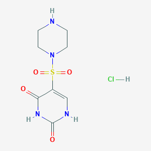 molecular formula C8H13ClN4O4S B1431903 5-(Piperazine-1-sulfonyl)-1H-pyrimidine-2,4-dione hydrochloride CAS No. 1351616-51-7