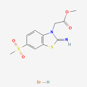 molecular formula C11H13BrN2O4S2 B1431906 methyl 2-(2-imino-6-(methylsulfonyl)benzo[d]thiazol-3(2H)-yl)acetate hydrobromide CAS No. 1949836-92-3