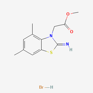molecular formula C12H15BrN2O2S B1431907 methyl 2-(2-imino-4,6-dimethylbenzo[d]thiazol-3(2H)-yl)acetate hydrobromide CAS No. 1351620-72-8
