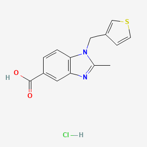 molecular formula C14H13ClN2O2S B1431932 2-甲基-1-(噻吩-3-基甲基)-1H-1,3-苯并二唑-5-羧酸盐酸盐 CAS No. 1797170-85-4