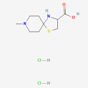 molecular formula C9H18Cl2N2O2S B1431968 8-Methyl-1-thia-4,8-diazaspiro[4.5]decane-3-carboxylic acid dihydrochloride CAS No. 1922701-97-0