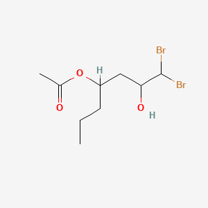 molecular formula C9H16Br2O3 B14319811 1,1-Dibromo-2-hydroxyheptan-4-yl acetate CAS No. 109770-52-7