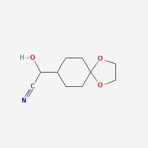 B1432025 2-{1,4-Dioxaspiro[4.5]decan-8-yl}-2-hydroxyacetonitrile CAS No. 1803605-23-3