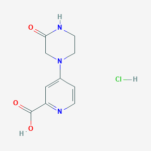 molecular formula C10H12ClN3O3 B1432056 4-(3-氧代哌嗪-1-基)吡啶-2-羧酸盐酸盐 CAS No. 1797548-50-5