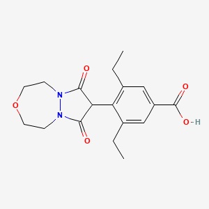 molecular formula C18H22N2O5 B1432104 4-(7,9-Dioxo-hexahydro-pyrazolo (1,2-d) (1,4,5) oxadiazepine-8-yl)-3,5-diethyl benzoic acid CAS No. 881376-42-7