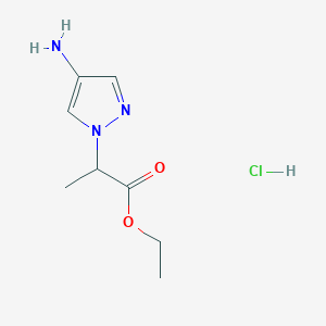 molecular formula C8H14ClN3O2 B1432129 ethyl 2-(4-amino-1H-pyrazol-1-yl)propanoate hydrochloride CAS No. 1417567-78-2