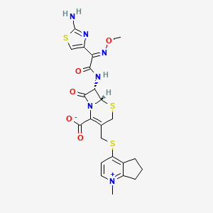 (6S,7S)-7-[[(2E)-2-(2-amino-1,3-thiazol-4-yl)-2-methoxyiminoacetyl]amino]-3-[(1-methyl-6,7-dihydro-5H-cyclopenta[b]pyridin-1-ium-4-yl)sulfanylmethyl]-8-oxo-5-thia-1-azabicyclo[4.2.0]oct-2-ene-2-carboxylate