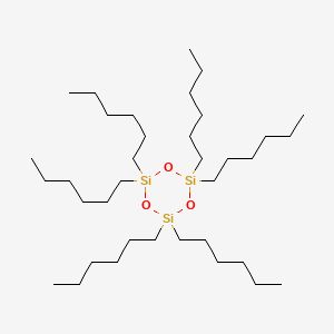 molecular formula C36H78O3Si3 B14321349 2,2,4,4,6,6-Hexahexyl-1,3,5,2,4,6-trioxatrisilinane CAS No. 105216-71-5