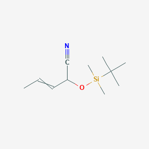 molecular formula C11H21NOSi B14321407 2-{[tert-Butyl(dimethyl)silyl]oxy}pent-3-enenitrile CAS No. 104132-17-4