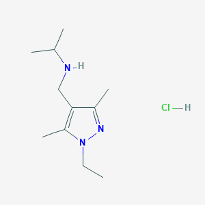 molecular formula C11H22ClN3 B1432157 N-[(1-Ethyl-3,5-dimethyl-1H-pyrazol-4-yl)methyl]-2-propanamine hydrochloride CAS No. 1609399-89-4
