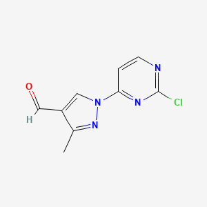 molecular formula C9H7ClN4O B1432194 1-(2-Chloropyrimidin-4-yl)-3-methyl-1H-pyrazole-4-carbaldehyde CAS No. 1448307-66-1