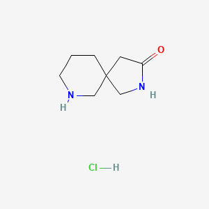 molecular formula C8H15ClN2O B1432196 2,7-Diazaspiro[4.5]decan-3-one hydrochloride CAS No. 1385696-86-5