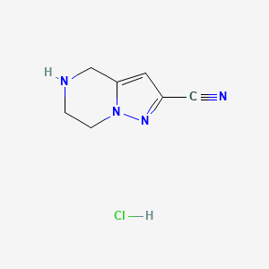 molecular formula C7H9ClN4 B1432207 4,5,6,7-Tetrahydropyrazolo[1,5-a]pyrazine-2-carbonitrile hydrochloride CAS No. 1609406-44-1