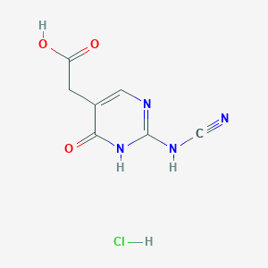molecular formula C7H7ClN4O3 B1432212 [2-(Cyanoamino)-4-hydroxypyrimidin-5-yl]acetic acid hydrochloride CAS No. 1417567-40-8