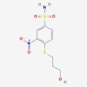 molecular formula C9H12N2O5S2 B14322458 4-[(3-Hydroxypropyl)sulfanyl]-3-nitrobenzene-1-sulfonamide CAS No. 108966-59-2