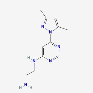 molecular formula C11H16N6 B1432257 N1-(6-(3,5-二甲基-1H-吡唑-1-基)嘧啶-4-基)乙烷-1,2-二胺 CAS No. 1706435-48-4