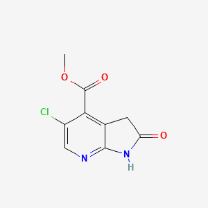 molecular formula C9H7ClN2O3 B1432268 1h-Pyrrolo[2,3-b]pyridine-4-carboxylic acid,5-chloro-2,3-dihydro-2-oxo-,methyl ester CAS No. 1190321-73-3
