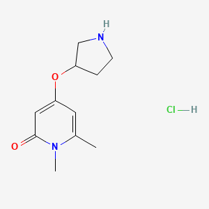 molecular formula C11H17ClN2O2 B1432272 1,6-dimethyl-4-(pyrrolidin-3-yloxy)pyridin-2(1H)-one hydrochloride CAS No. 1864064-76-5