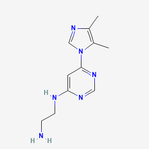 molecular formula C11H16N6 B1432285 N1-(6-(4,5-dimethyl-1H-imidazol-1-yl)pyrimidin-4-yl)ethane-1,2-diamine CAS No. 1706435-53-1