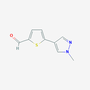 molecular formula C9H8N2OS B1432351 5-(1-methyl-1H-pyrazol-4-yl)thiophene-2-carbaldehyde CAS No. 1231192-14-5