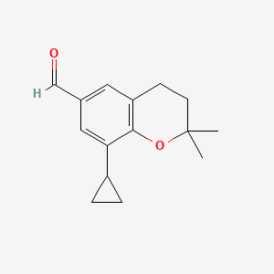 molecular formula C15H18O2 B1432352 8-Cyclopropyl-2,2-dimethylchroman-6-carbaldehyde CAS No. 1350761-37-3