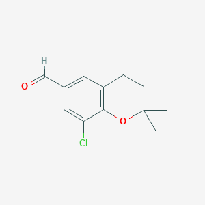 molecular formula C12H13ClO2 B1432353 8-Chloro-2,2-dimethylchroman-6-carbaldehyde CAS No. 1350761-35-1