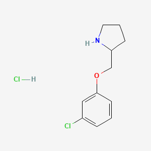 molecular formula C11H15Cl2NO B1432362 2-((3-Chlorophenoxy)methyl)pyrrolidine hydrochloride CAS No. 1864063-73-9