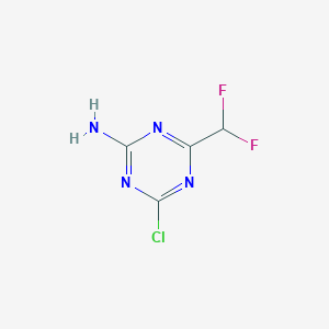 molecular formula C4H3ClF2N4 B1432370 1,3,5-Triazin-2-amine, 4-chloro-6-(difluoromethyl)- CAS No. 1139245-06-9