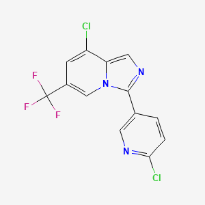 molecular formula C13H6Cl2F3N3 B1432371 2-Chloro-5-[8-chloro-6-(trifluoromethyl)imidazo[1,5-a]pyridin-3-yl]pyridine CAS No. 1630096-66-0