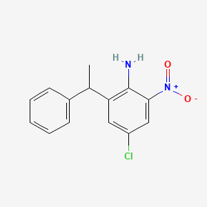 molecular formula C14H13ClN2O2 B14323741 4-Chloro-2-nitro-6-(1-phenylethyl)aniline CAS No. 105957-75-3