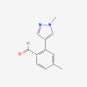 molecular formula C12H12N2O B1432379 4-methyl-2-(1-methyl-1H-pyrazol-4-yl)benzaldehyde CAS No. 1558171-05-3