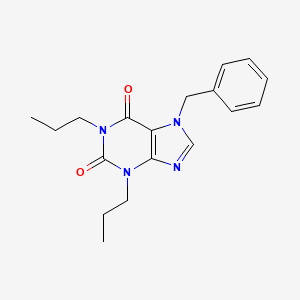 molecular formula C18H22N4O2 B14323792 1H-Purine-2,6-dione, 3,7-dihydro-7-(phenylmethyl)-1,3-dipropyl- CAS No. 102284-71-9