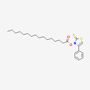 molecular formula C25H37NO2S2 B14323803 3-(Hexadecanoyloxy)-4-phenyl-1,3-thiazole-2(3H)-thione CAS No. 106130-34-1