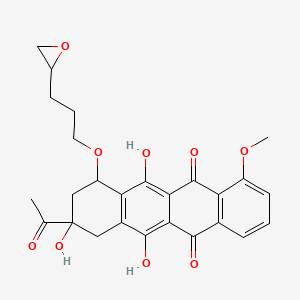 molecular formula C26H26O9 B14323808 5,12-Naphthacenedione, 7,8,9,10-tetrahydro-8-acetyl-1-methoxy-10-(3-oxiranylpropoxy)-6,8,11-trihydroxy- CAS No. 100922-65-4