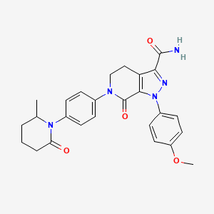 molecular formula C26H27N5O4 B1432382 1-(4-methoxyphenyl)-6-(4-(2-methyl-6-oxopiperidin-1-yl)phenyl)-7-oxo-4,5,6,7-tetrahydro-1H-pyrazolo[3,4-c]pyridine-3-carboxamide CAS No. 2098457-92-0