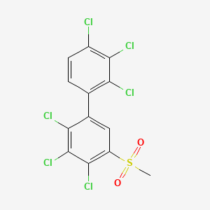 molecular formula C13H6Cl6O2S B14323823 2,2',3,3',4,4'-Hexachloro-5-(methylsulfonyl)-1,1'-biphenyl CAS No. 104086-20-6