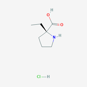 molecular formula C7H14ClNO2 B1432394 (R)-2-乙基吡咯烷-2-羧酸盐酸盐 CAS No. 1431699-60-3