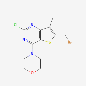 molecular formula C12H13BrClN3OS B1432397 4-(6-(Bromomethyl)-2-chloro-7-methylthieno[3,2-d]pyrimidin-4-yl)morpholine CAS No. 1032758-45-4