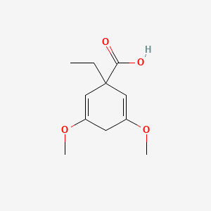 molecular formula C11H16O4 B14323997 2,5-Cyclohexadiene-1-carboxylic acid, 1-ethyl-3,5-dimethoxy- CAS No. 108864-34-2