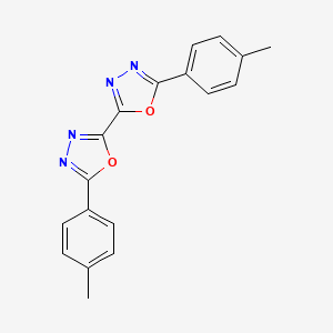 molecular formula C18H14N4O2 B14324065 5,5'-Bis(4-methylphenyl)-2,2'-bi-1,3,4-oxadiazole CAS No. 110379-76-5