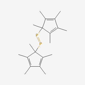 molecular formula C20H30P2 B14324165 (1,2,3,4,5-Pentamethylcyclopenta-2,4-dien-1-yl)-(1,2,3,4,5-pentamethylcyclopenta-2,4-dien-1-yl)phosphanylidenephosphane CAS No. 104598-67-6