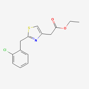 molecular formula C14H14ClNO2S B1432419 Ethyl 2-(2-(2-chlorobenzyl)thiazol-4-yl)acetate CAS No. 1506319-63-6